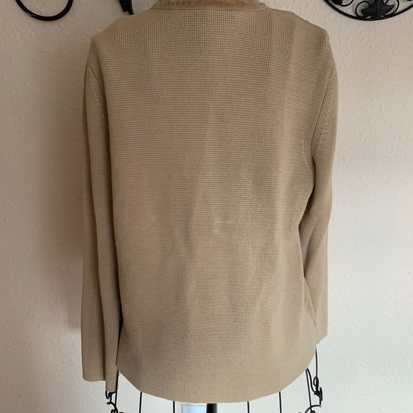 Sigrid Olsen Women's size Medium Tan Leather/ Silk Jacket - Picture 5 of 8